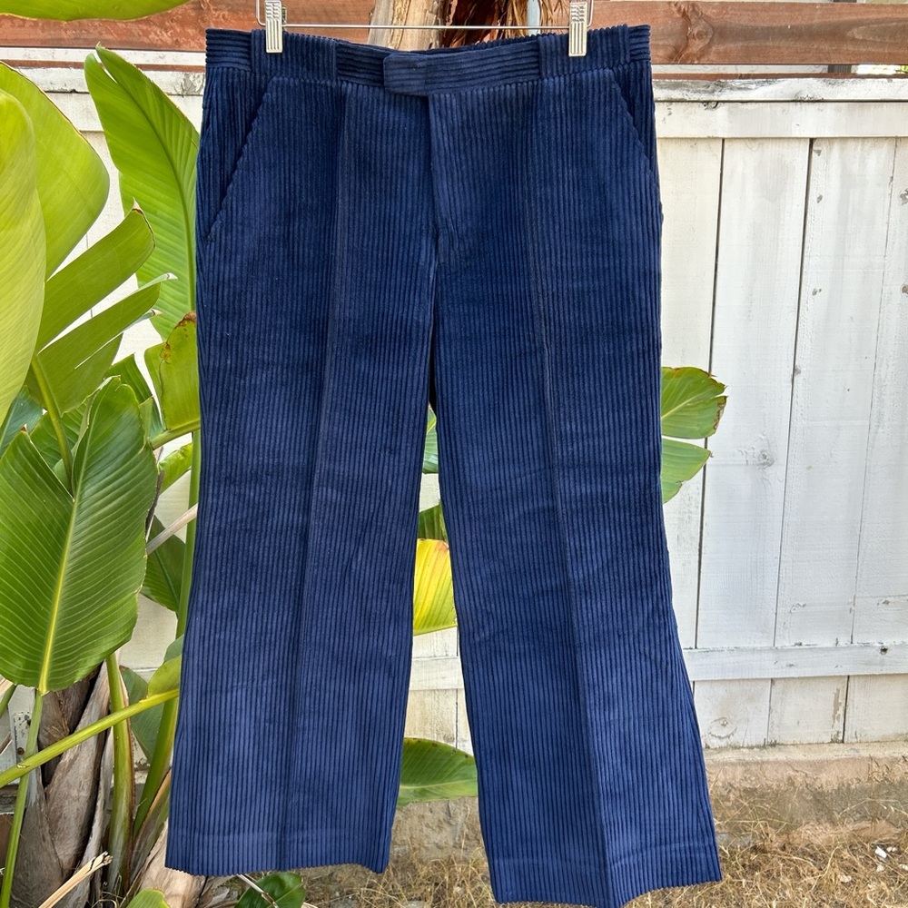 Vintage 70s Bullock’s Navy Corduroy Pants Made in France 36x27